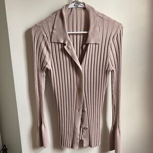 a new day Ribbed Button-Up Cardigan - Cream